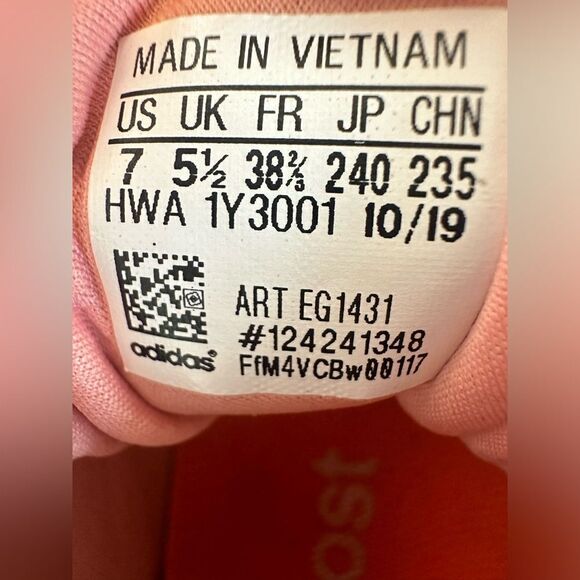 Adidas Alphaboost Women’s Size 7 Black Gold Metallic Pink Laces Running Shoe - Picture 8 of 10